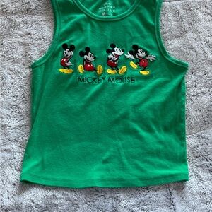 Disney Green Mickey Mouse Embroidered Tank Top